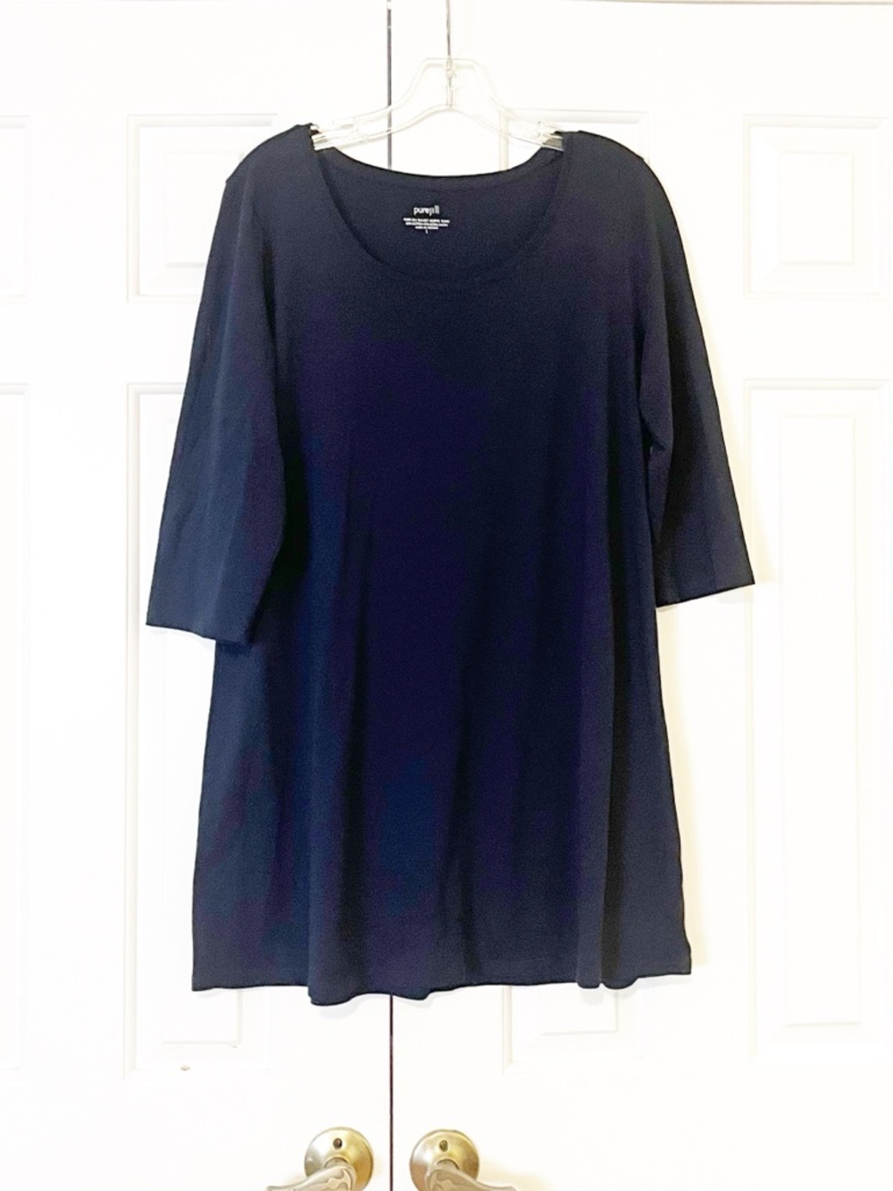 J. Jill Pure Jill ballet-sleeve tunic w/ 3/4 sleeves in Navy Blue. Size Large - Picture 10 of 13